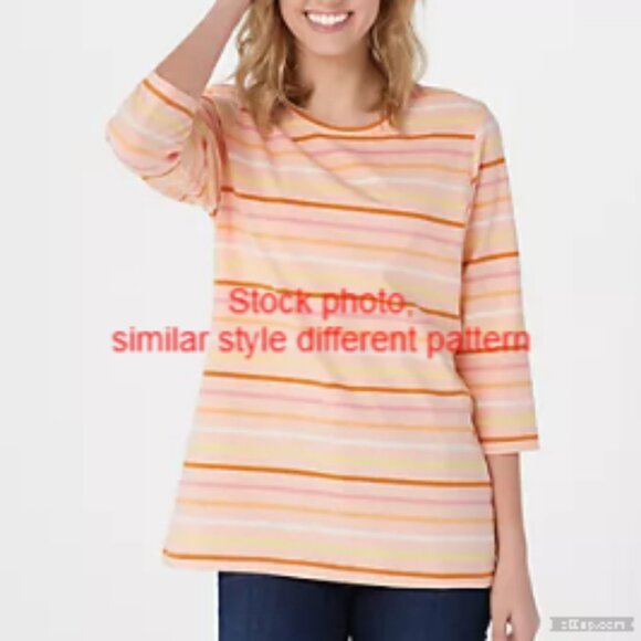 Isaac Mizrahi Live Striped Top Size 1X - Picture 2 of 6